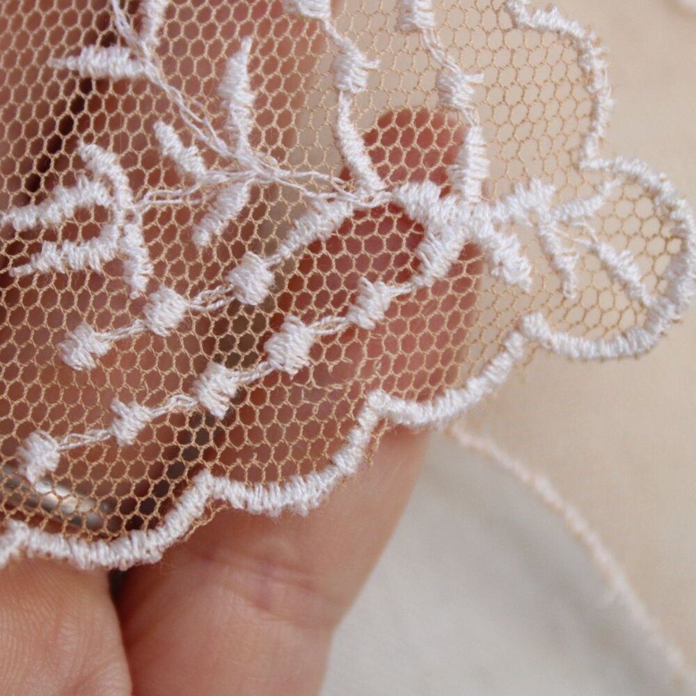 Vintage Ivory Lace Appliques, Pair of 9" Long Collar Pieces - Picture 10 of 10